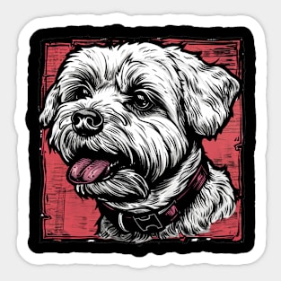 Retro Art Maltese  Dog Lover Sticker